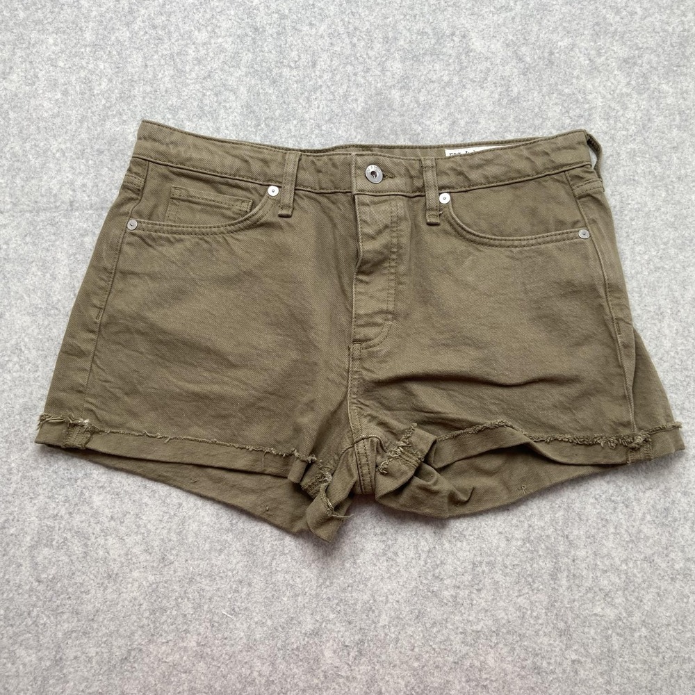 Rag & Bone Jean Shorts Womens 28 (32x2) Light Olive Green Cutoff Frayed